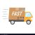Fast shipping flat icon, logistic and delivery truck, carton box sign vector graphics, a colorful solid pattern on a white background, eps 10.